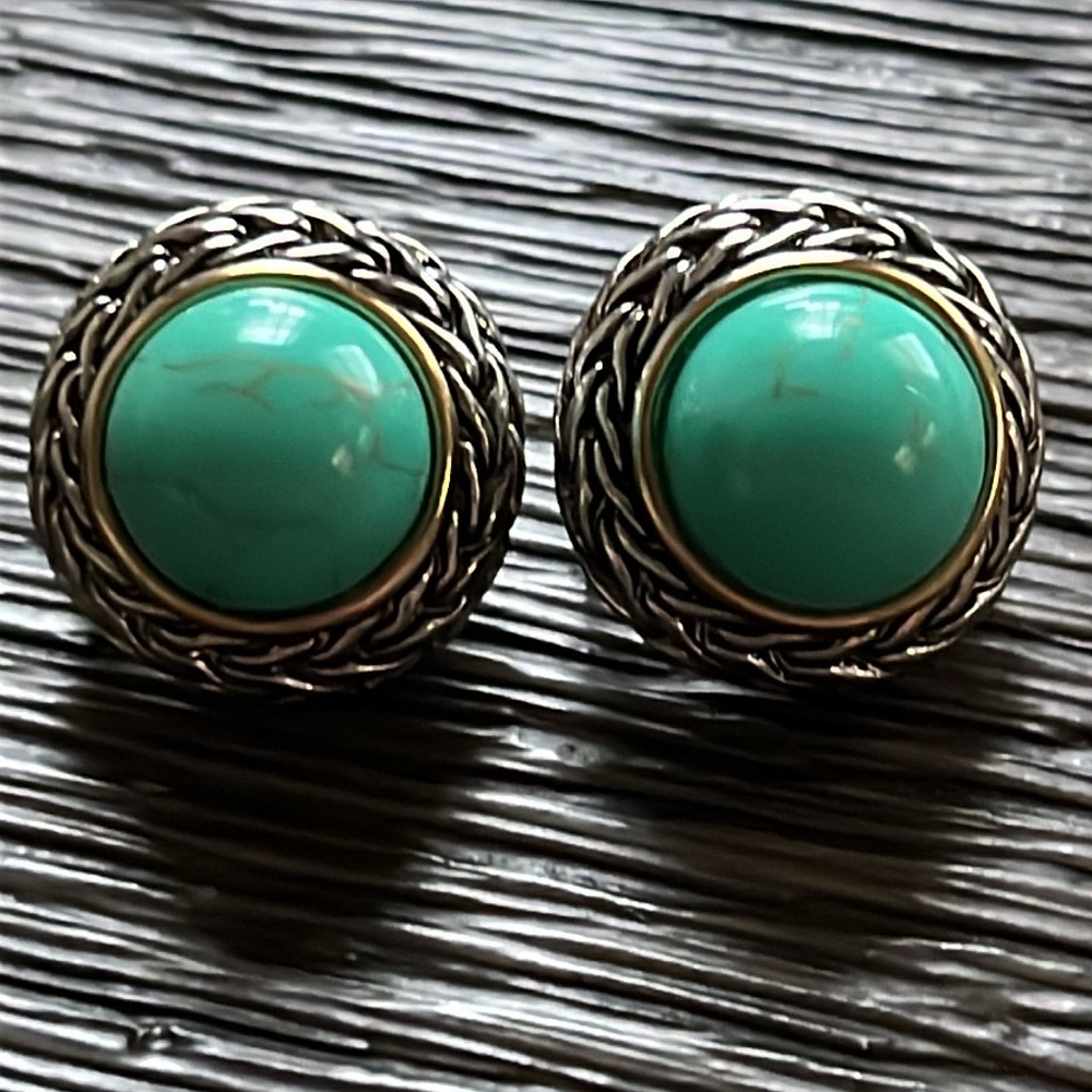 Clip on earrings - gold tone silver tone and turquoise color